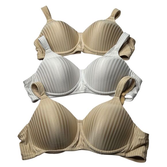 Playtex Tan White Bra bundle lot 36C Lined - Picture 1 of 6